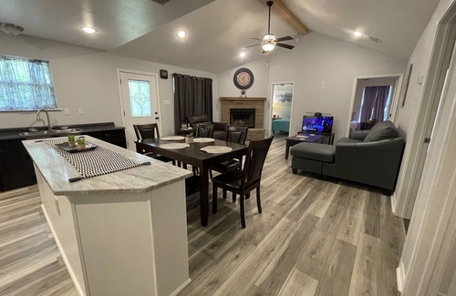 Hawkins House | Lake house getaway on quiet Lake Hawkins with lake access and boat pier.