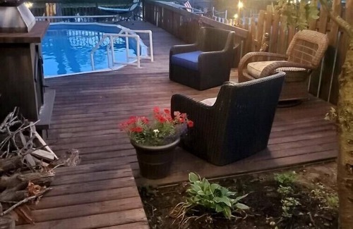 Enchanted Hills House | Lake Wawasee Escape: private pool, hot tub, pier, kayaks & paddleboat!