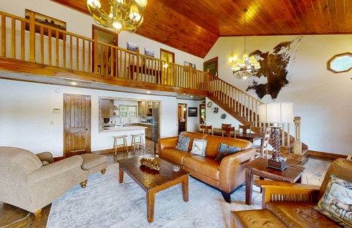 Rock Harbor Cabin | Lakefront home with amazing views, grill, fire pit, private dock, & AC