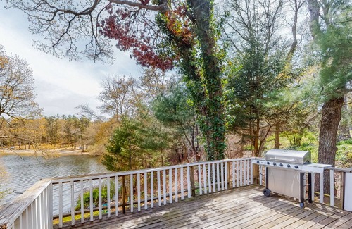 Cataumet House | Lakefront home with deck, grill, firepit & washer/dryer