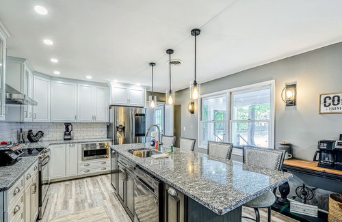Bumpass House | Lakefront Home with Private Dock, Hot Tub, Fireplace, & Central A/C - Free WiFi