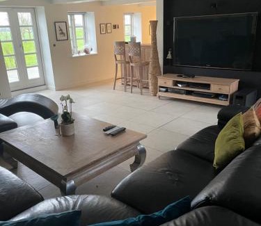 Slagelse Apartment | Large cozy living room with bedroom, bathroom