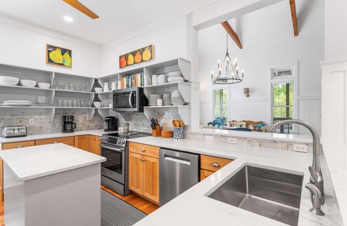 Cottage District House | Large Designer Home with Prime Watercolor Location near Tennis and Seaside Path