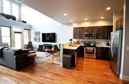 Salida Condo | Lofted condo on the boat ramp, downtown Salida, king bed plus super comfortable queen murphy bed and sleeper sofa. Two levels, two bathrooms, parking spot in garage included.