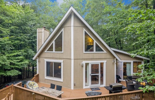 Locust Lake Village Ski Chalet | Luxe retreat in Pocono Mtns ~ Ski chalet with fire pit, game rm & dog friendly