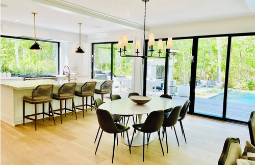 Noyack House | Luxe Summer House Rental w/Heated Saltwater Pool; Walk to Beach and Golf.