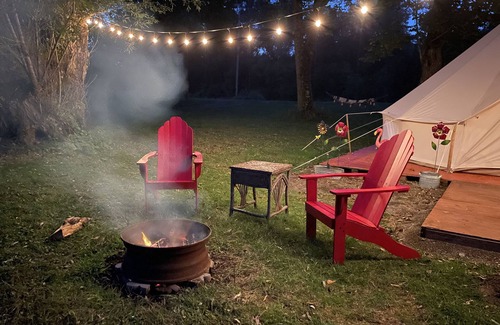 Black Creek RV Rental | Luxurious Bell Tent on Ischua Creek at Campground Adventures