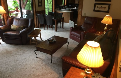 Lake Toxaway Condo | LUXURY 2BR/2BA SPECTACULAR OVER FALLS DECK/GRILL UPSCALE, COMFORTABLE FURNITURE
