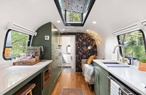 Pisgah Forest House | Luxury Airstream W/Bathtub, River & Hot Tub