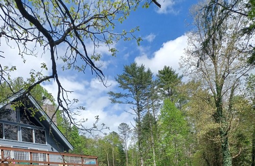 Lake Toxaway House | LUXURY GLAMPING YURT - view of devils courthouse on private 17 acres