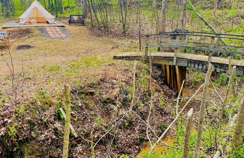 Stokes RV Rental | Luxury tent on lowery mill creek