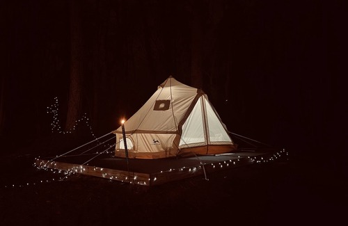 Stokes RV Rental | Luxury tent on lowery mill creek