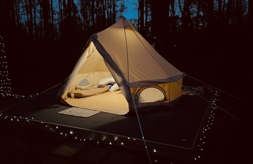 Stokes RV Rental | Luxury tent on lowery mill creek