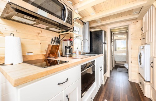 Montrose Cabin | Luxury Tiny Home/Base Camp to Ouray, Telluride/2 Queen beds, 1 twin bed/Washer & Dryer/Smart TV/Hot Tub Access/Patio w/Mountain Views/Fire Pit/11 mi to Airport