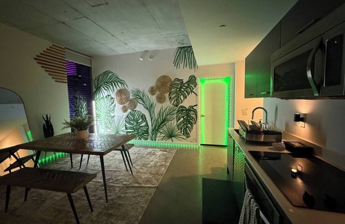 Downtown Miami Apartment | Miami Modern Loft Murals Floor-to-Ceiling