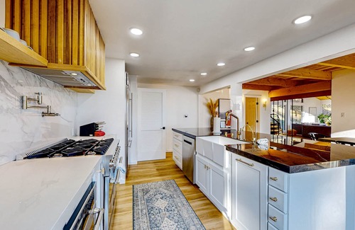 Running Springs House | Mid-century modern home nestled in the forest with mtn views & large balcony