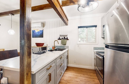 Fish Camp House | Modern duplex cabin with fireplace, balcony, & EV charger plus mountain views