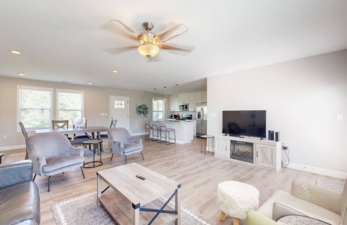 Alexander House | Modern interior with fenced yard and firepit - near town
