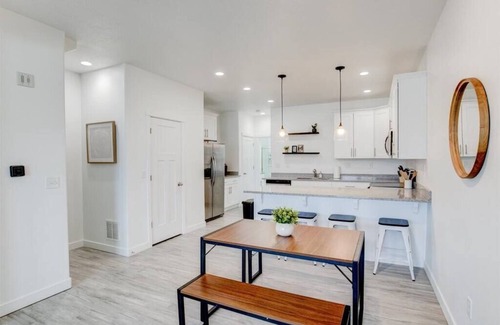Vineyard House | Modern Kitchen and Living Room, King Bed