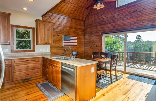 Serenity Bay House | Modern Log Cabin Lake Keowee Home with Boat Slip! Near Clemson!