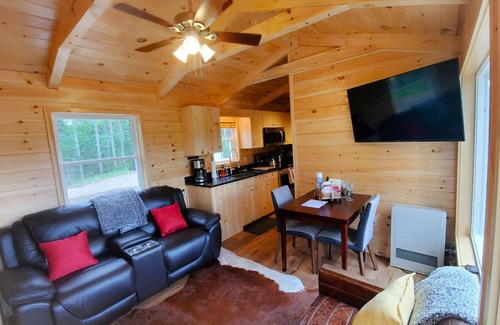 Malone Cabin | Modern Tiny Home Cabin w/ Hot Tub next to Titus Mtn Ski & Malone Golf Club