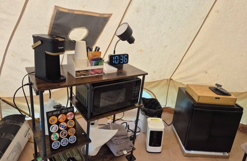 Waterloo RV Rental | Moonbeam Glamping Yurt in charming Omaha Campground