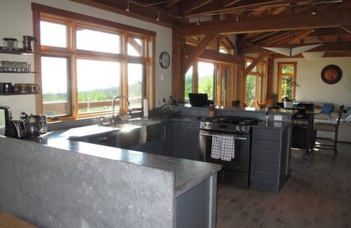 Juan de Fuca Electoral Area House | Mystic Beach Vacation Home-Oceanview modern timberframe with hot tub