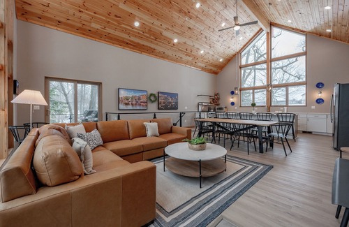 Waterfront Greens House | New! Discover Serendipity: Lake Front, Dogs Ok, Pool, Hot Tub!
