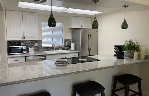 Palm Desert Condo | Palm Desert airy two bedroom-steps from the pool!-golf, tennis, pickle ball!
