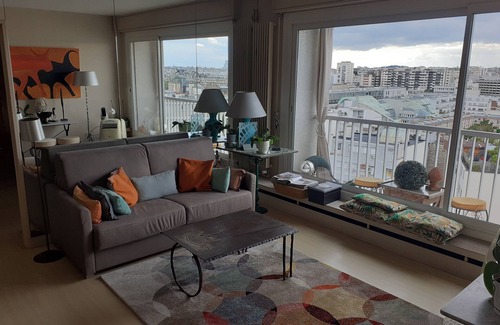 Grenelle Apartment | Paris Apartment : Eiffel View from All RoomsBalcony, Air Con