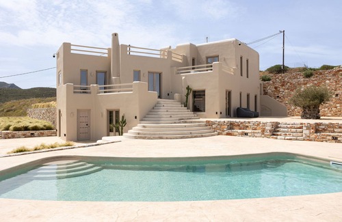 Naxos Villa | Private Hillside Cycladic Estate with mountain and ocean views olive grove