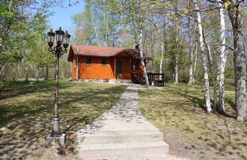 Presque Isle Cottage | Private log cabin with view overlooking Grand Lake