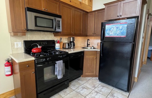 Rossland Condo | Red Mtn views, Ski/bike in, 2 bed, 2 bath condo. Fireplace!