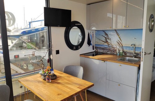 Schleswig Boat Rental | Relaxing vacation on houseboat Hilja with a great view of the Schlei (dog-friendly)