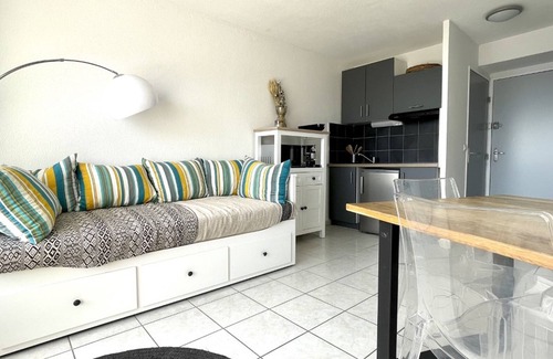 La Cote Radieuse Apartment | Renovated apartment with shared pool, 4 sleeps, air conditioning, wifi, sea view terrace