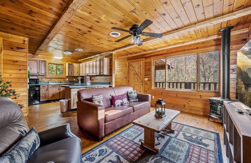 Townsend Cabin | RIVER VIEWS! 1/2 mile to GSMNP! 10 Mins to Cades Cove! Hot Tub! FirePit! Grill!