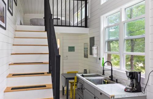 Johnson House | Riverside Tiny House with hot tub near Stowe