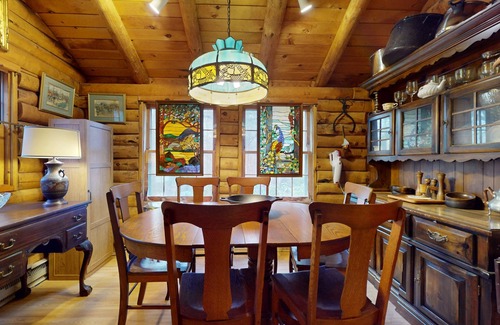 Wardsboro Cabin | Rustic cabin in serene location with fireplace and pool access