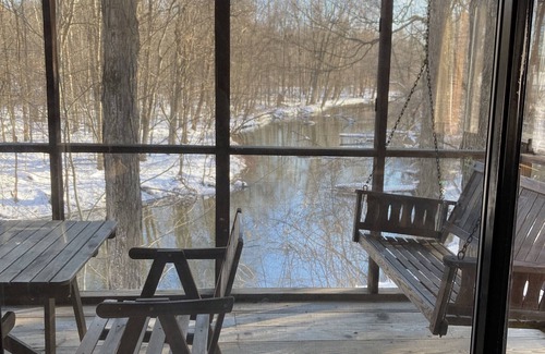 Lawrence Cabin | Secluded Cozy Cedar Wood Cabin in 20 acres of native woods, on the Paw Paw river