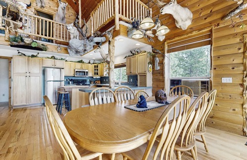 New Meadows House | Secluded hunting lodge with amazing mounted collection, deck & firepit - dogs OK