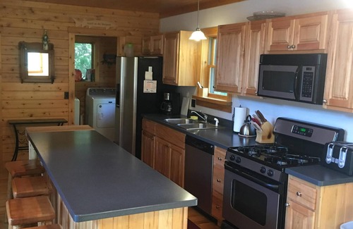 Cheboygan County Cabin | Sidell's Sturgeon River Log Cabin - Bonfire Pit, WiFi, Biking Trails, Rafting