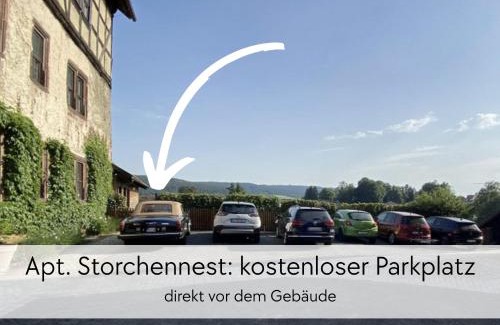Schlitz Apartment | STORCHENNEST - Scandi Style - in der historischen Hinterburg Schlitz - mit Aufzug, Parkplatz & Garten - nahe Fulda und Bad Hersfeld