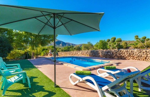 Sant Llorenc des Cardassar House | Stunning private villa for 3 guests with A/C, private pool, WIFI, TV, patio and pets allowed