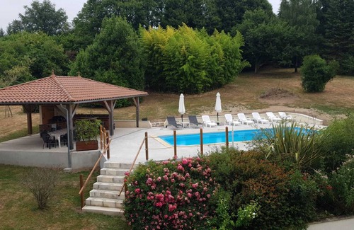 Bussiere-Galant House | Stunning pool & outdoor kitchen in village. Bliss! Sleeps 14 in flexible space.