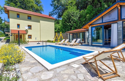 Senj House | Stunning private villa for 12 guests with WIFI, hot tub, private pool, A/C, TV, terrace and park.