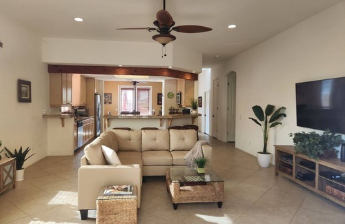 Desert Club Estates House | Stunning Santa Fe Pool Home Steps to Park and Village LIC# 068222