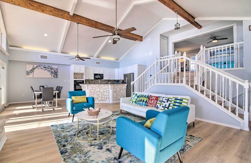 Burnet House | Sunny Lakefront Escape w/Private Beach & Deck