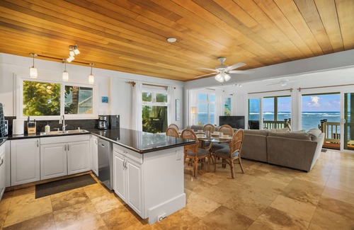 Anahola House | Sunrise House: Tranquil Oceanfront Escape in Aliomanu, Kauai with Stunning Views