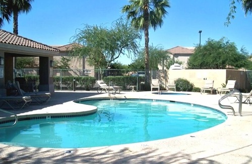 Superstition Lakes Condo | Superstition Lakes Condo on Golf Course - Large Patio with Hole #18 Views!