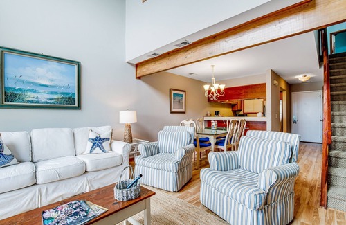 Isle of Palms Villa | Three-story ocean-view villa with pool, balcony, charcoal grill, & central AC